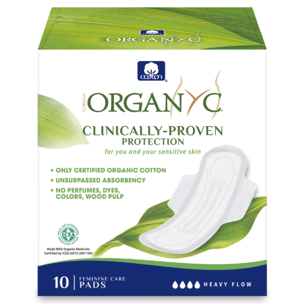 100% Organic Cotton Sanitary Pads Heavy Flow Night – 10 Pcs