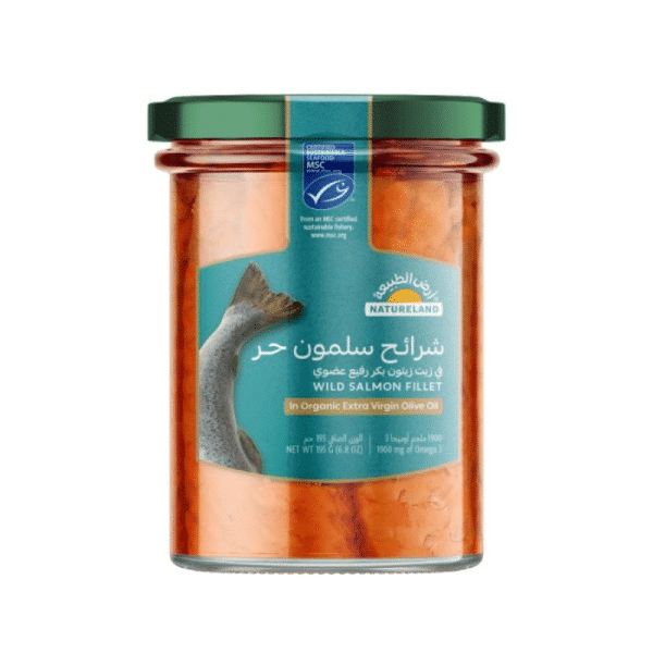 Natureland Wild Salmon Fillet in Organic Extra Virgin Olive Oil 195g