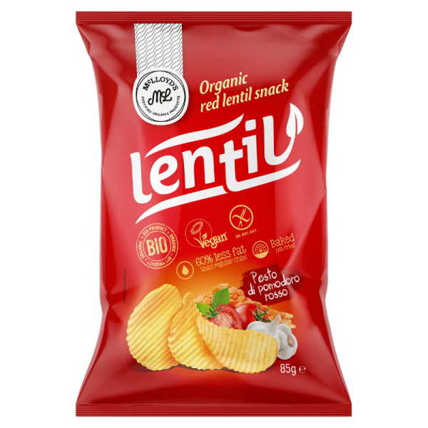 Baked Organic Red Lentil Chips With Pesto di Pomodoro Seasoning85gm