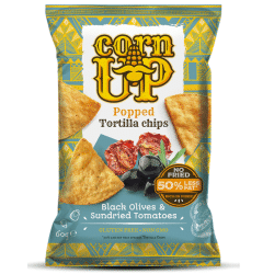 Corn Up Popped Tortilla Chips BLACK OLIVES and SUNDRIED TOMATOES 60 gm