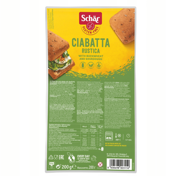 Schär Gluten Free Ciabatta Rustica 200gm