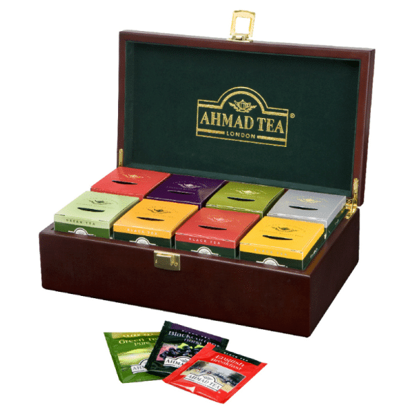 Ahmad Tea – Tea Keeper Wooden Compartment Box with 80 Teabag Sachets